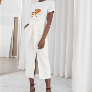 &otherstories white midi skirt with wrap belt